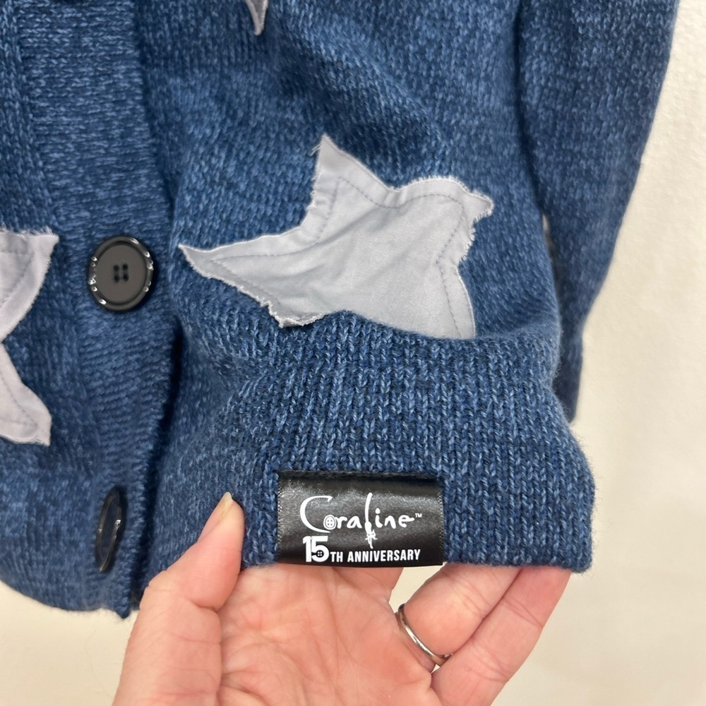 Coraline Star Patchwork Oversized Cardigan LG goth pink Whimsigoth cozy anime - Picture 3 of 6